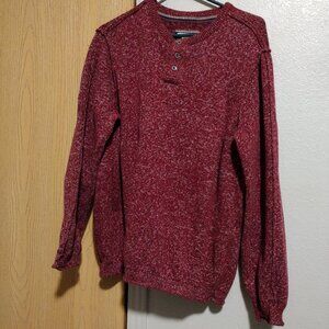 Carbon2Cobalt Men's Vintage Sweater Heather Red Quarter Button LARGE